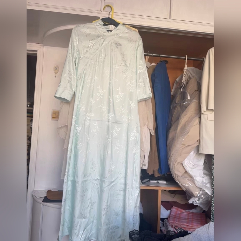 Elegant Mint Green Floral Dress